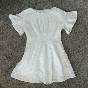 White Eyelet Lace Mini Dress